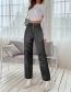 Fashion Black Polyester Zip High Waist Straight Trousers