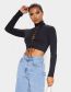 Fashion Green Polyester Stand Collar Tie Cropped Top