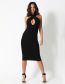 Fashion Black Polyester Cross Halter Cutout Dress
