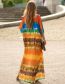 Fashion Orange Tie Dye (zs2034) Cotton Print V-neck Slit Swimsuit Cover-up Dress