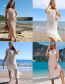 Fashion Zs1722 White Tank Top Knit Hollow Sunscreen Long Dress