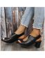 Fashion Dark Brown Cutout Block Heel Velcro High Heel Sandals