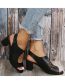 Fashion Khaki Cutout Block Heel Velcro High Heel Sandals