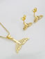Fashion Gold Brass Diamond Fishtail Stud Necklace Set