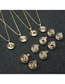 Fashion Gold-plated Zirconium A Copper Inlaid Zirconium 26 Letter Round Necklace Stud Earrings Set