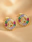 Fashion Gold-plated Zirconium Z Copper Inlaid Zirconium 26 Letter Round Stud Earrings