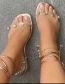Fashion Pale Pinkish Gray Flat Rhinestone Transparent Cross Strap Sandals