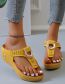 Fashion Yellow Pu Thong Roman Sandals