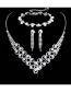 Fashion 835 Three-piece Set Geometric Diamond Necklace Bracelet Earring Set