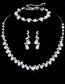 Fashion 837 Three-piece Set Geometric Diamond Necklace Bracelet Earring Set