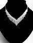 Fashion G0010 Two-piece Set Geometric Diamond Necklace And Earrings Set