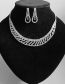 Fashion G0012 Two-piece Set Geometric Diamond Necklace And Earrings Set