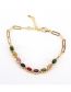 Fashion 7# Brass Set Oval Zirconium Chain Bracelet