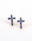 Fashion Navy Blue Copper Inlaid Zirconium Cross Stud Earrings