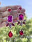 Fashion Red Alloy Diamond Geometric Drop Earrings