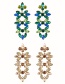 Fashion Blue Alloy Diamond Water Drop Flower Stud Earrings