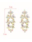 Fashion Ab Color Alloy Diamond Water Drop Flower Stud Earrings
