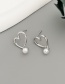 Fashion Silver Copper Pearl Heart Stud Earrings