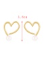 Fashion Gold Copper Pearl Heart Stud Earrings