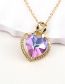 Fashion Purple Bronze Zirconium Heart Necklace