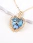Fashion Navy Blue Bronze Zirconium Heart Necklace