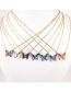 Fashion Color Pure Copper Glass Butterfly Necklace