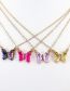 Fashion Color Pure Copper Glass Butterfly Necklace