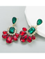 Fashion Red And Green Alloy Diamond Geometric Stud Earrings