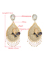 Fashion Gold Alloy Diamond Drop Oil Butterfly Geometric Drop Stud Earrings
