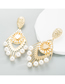 Fashion Gold Alloy Set Pearl Geometric Drop Earrings