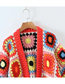 Fashion Color Hand Crochet Checkered Loose Cardigan