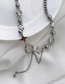 Fashion Silver Titanium Sunburst Panel Crystal Necklace