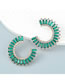 Fashion Green Alloy Diamond C-shaped Earrings