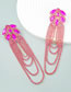 Fashion Rose Red Alloy Diamond Chain Tassel Drop Earrings