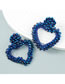 Fashion Blue Acrylic Diamond Heart Stud Earrings