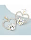 Fashion Ab Color Alloy Diamond Heart Stud Earrings