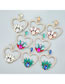 Fashion Blue-green Alloy Diamond Heart Stud Earrings