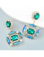 Fashion Green Alloy Diamond Square Stud Earrings