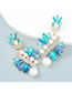 Fashion White Alloy Diamond Geometric Drop Earrings