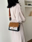 Fashion Brown Frosted Contrast Pu Flap Crossbody Bag