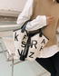 Fashion Brown Canvas Letter Print Large Tote Bag
