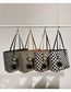 Fashion Plaid Brown Belt Pendant Checkerboard Large Capacity Shoulder Bag