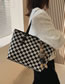 Fashion Plaid Black Belt Pendant Checkerboard Large Capacity Shoulder Bag