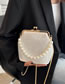 Fashion Beige Pu Rhinestone Large Capacity Clip Buckle Pearl Hand Messenger Bag