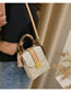 Fashion Creamy-white Pu Silk Scarf Hand Lock Flap Crossbody Bag