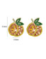 Fashion Yellow Alloy Diamond Fruit Stud Earrings