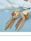 Fashion White Alloy Diamond Claw Chain Tassel Drop Earrings