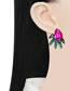 Fashion Green + Rose Red Alloy Diamond Geometric Stud Earrings