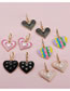 Fashion Black Alloy Drip Oil Multi-layer Heart Earrings