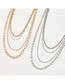 Fashion Gold Metal Geometric Chain Layered Necklace